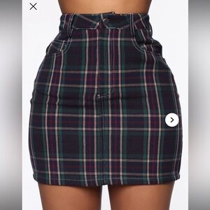 Fashion Nova Tartan Mini Skirt - Black and Green